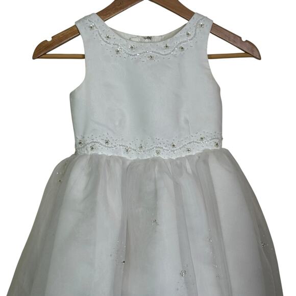 Vivian Nicole Size 6 White Tulle Bling Flower Girl First Communion Dress - Picture 2 of 10